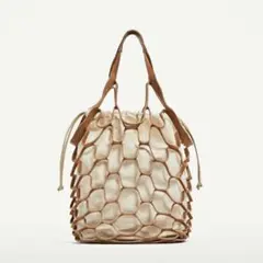 ZARA レザーメッシュトートバッグ
