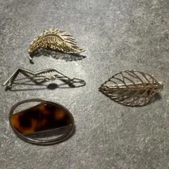 ヘアアクセサリー ヘアピン バレッタ クリップ【4点セット】ゴールド