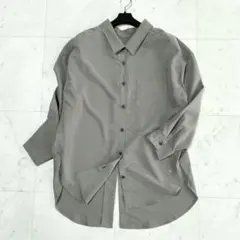 新品　stola.　ストラ　シャツ　長袖　カーキ　グレー　38のサムネイル