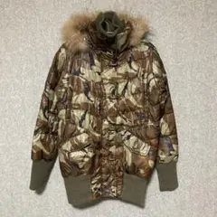 vintage ダウンジャケット　ファイヤーマン　迷彩　ファー　y2k