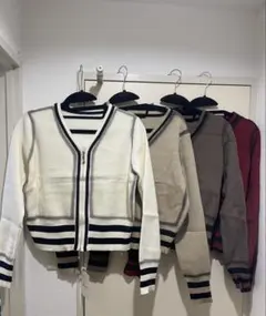 ジッパー付きリブ編みニットセーター