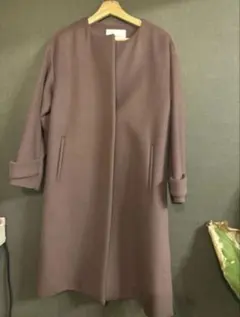 UNITED ARROWS ノーカラー ロングコート S ベージュブラウン