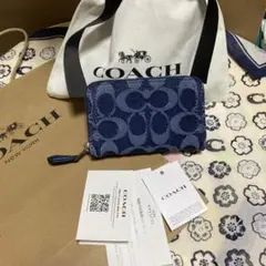 正規品】COACHコーチ デニム キルティング ジップ カードケースCAR26