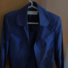 タイシルク　ダークブルー ジャケットとワンピースセット