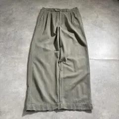 古着 90s 00s ワイド スラックス チノパン グレー グリーン ツータック