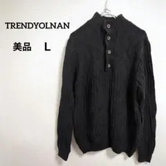 海外古着 TRENDYOLNAN ハイネック リブ編み セーター L 黒