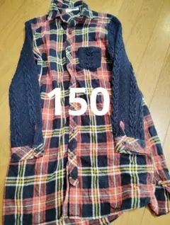 チェック柄　長袖ワンピース