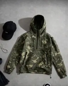 ハーフジップ ナイロンジャケット プルオーバー 迷彩柄 スケーター Y2K