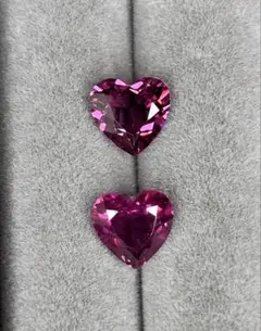 天然ガーネット ハートシェイプ ペア 3.85ct 美発色 イヤリング最適