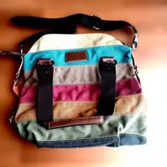 マルチカラー キャンバス ショルダーバッグ