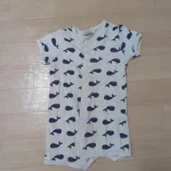 クジラ柄ロンパース 12m オーガニックコットン