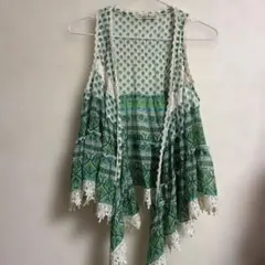 Crazy Angel ボタニカル柄 レース ベスト ジレ
