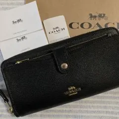 MIE3685様専用 新品正規品COACH クロスグレーン レザー 財布blk