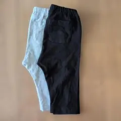 ポケット付きレギンス グレー ブラック90センチ