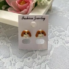 キャバリアちゃん꒰ ՞•ﻌ•՞ ꒱ハンドメイドピアス(チタン)256