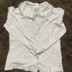 ホワイト レース付き襟 長袖シャツ