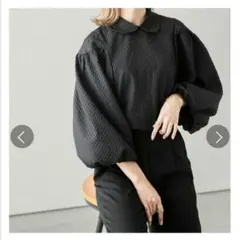 本日限定！【美品】La-gemme ボリューム袖 ジャガードブラウス ブラック