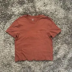 オレンジ コットン GAP ポケット付き Tシャツ
