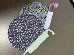 花柄・果物柄の巾着袋 2点セット