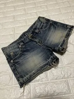 平成ギャル　y2k デニムショートパンツ ダークブルー