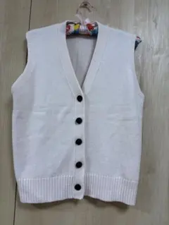ポールスミス　ホワイトピンク Vネック ニットベスト