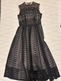 美品 aimer acret クロシェ風レースドレス ノースリーブ 黒 結婚式