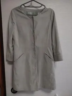 StyleNote　スタイルノート　ノーカラー　七分袖コート　グリーン系 9AR