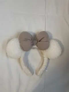 ミッ二ー耳カチューシャ アイボリー ベージュ