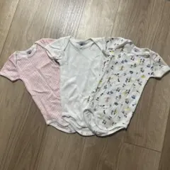 プチバトー 半袖ボディスーツ3枚セット 12m/74㎝