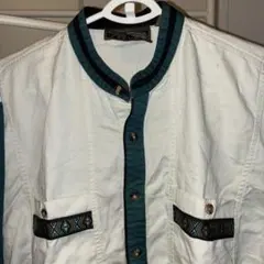 古着SPINDLE RIVER 長袖スタンドカラーシャツ　民族柄　総柄　Lサイズ