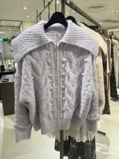 【極美品】グレースコンチネンタル ヘアリーニットコクーンジャケット ラベンダー