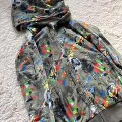 SCOLAR 総柄パーカー 2WAY ネックウォーマー　個性派 カラフル