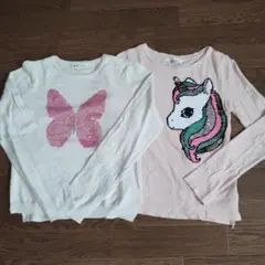 H&M スパンコール　ロンT セット140