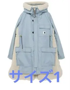 sacai×Carhartt ブルー モッズコート サイズ2 sacai×Carhartt ブルー モッズコート サイズ2