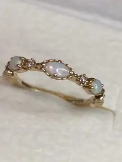 k10 アガット　オパール　ダイヤモンド　リング