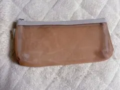 ブラウン メッシュ ペンケース