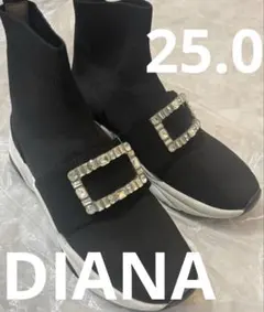 ◾️DIANA ソックススニーカー ビジュー バックル黒 白 25.0のサムネイル