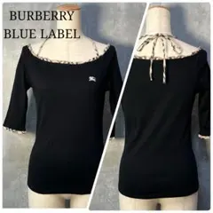 バーバリーブルーレーベル フリルノバチェック切替 バックリボンカットソートップス