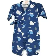 クジラ柄 甚平 未使用 60~70サイズ 藍色 ネイビー 子供服