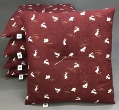 底付き感のない座布団 露芝うさぎ座布団55×59cm 5枚セットえんじ色 日本製