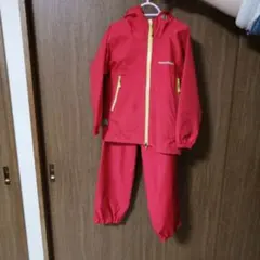 モンベル kids 120サイズ レッド　レインジャケットセット