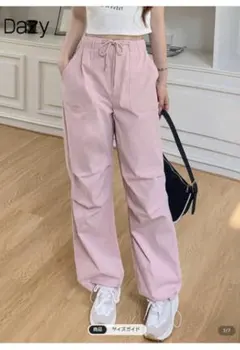 DAZY ドローストリングウエスト スラントポケット ソリッドカラー パンツXS