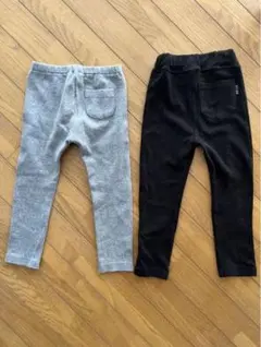 ２点セット UNIQLO キッズ レギンス リブ パンツ 100 グレー 黒