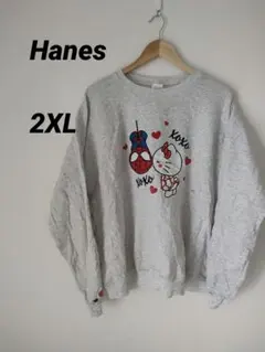 Hanes スパイダーマン ハローキティ 2XL スウェット 裏起毛 トレーナー