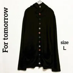 しまむら　レディースカーディガン L マルチカラーボタンデザイン　可愛い　黒