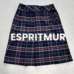 K1026　ESPRITMUR　膝丈スカート　チェック柄　毛　レーヨン　9　夏服