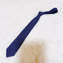 ネイビー系 幾何学模様 シルクネクタイ