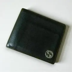 良品☆グッチ 札入れ マネークリップ 折り財布 インターロッキングG 薄型 黒