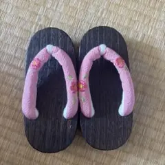 子供用下駄16.5cm ピンク花柄刺繍　夏祭り