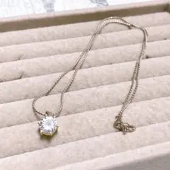 シルバー ダイヤモンド風 ネックレス シンプル オシャレ 一粒ダイヤモンド